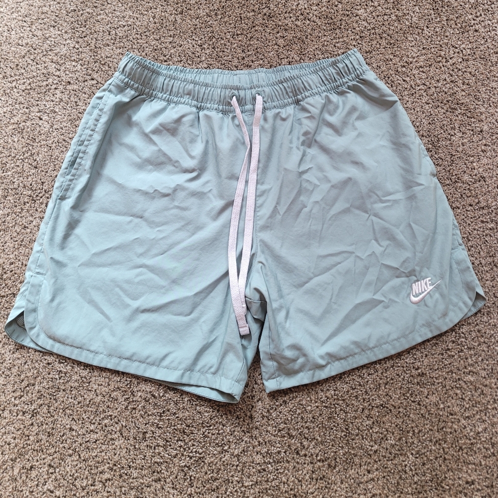 Nike Mens Swim Trunk Shorts M Blue Pockets Drawstring Swimming Beach Vacation